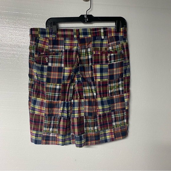 Brooks Brothers Shorts Men 34 Madras Plaid Patchwork Cotton Chino Preppy 9” - Picture 6 of 7